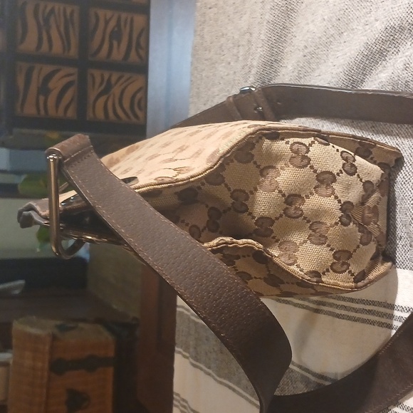 Authentic Gucci Eclipse Shoulder Crossbody Bag GG Canvas Leather Brown - Picture 3 of 16